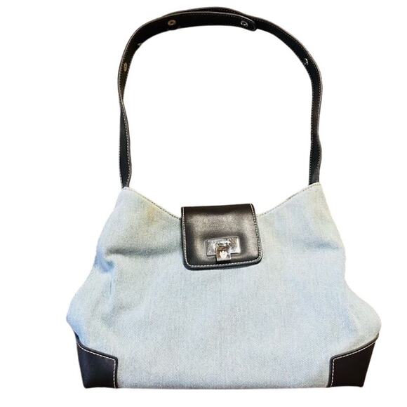 Vintage Y2K Blue Denim Light Wash Shoulder Hand Bag - Picture 1 of 4